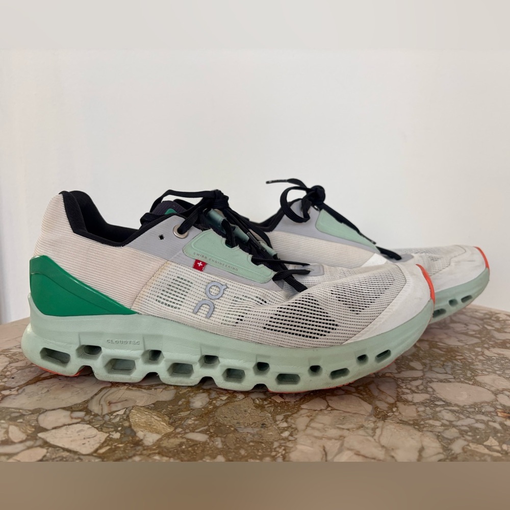 On Running Cloudstratus Women’s 10 White Mint Green Road Running Shoes CloudTec